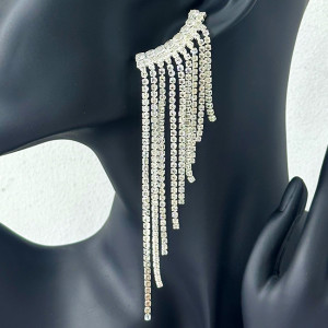 Cercei lungi Glamorous, cu pietre semipretioase, cu aspect de aripi, in cutie cadou, Argintiu 4