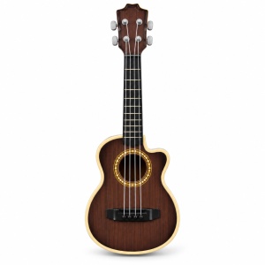 Chitara de jucarie pentru copii Music Star, 4 corzi, design maro, 3 ani+ - Img 2