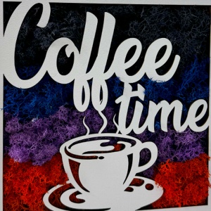 Coffee Time, tablou cu licheni naturali stabilizati, albastru-mov-rosu - Img 2