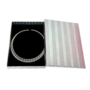 Colier cerc ChoKer rigid 3MOND, cu perle mici artizanale, Argintiu - Img 2