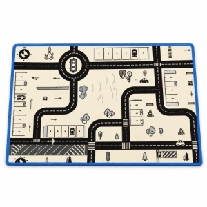 Covor de joaca reversibil 2 in 1, joc Ludo si traseu auto, 180 x 120 cm, 16 pioni, multicolor - Img 2