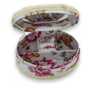 Cutiuta eleganta Mishela, cu design floral si oglinda, in forma ovala