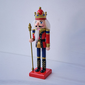 Decoratiune de Craciun, Spargatorul de Nuci imbracat in uniforma festiva, Soldat, Rosu - Albastru, 25cm
