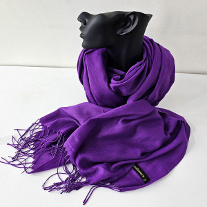 Esarfa lunga Ember, tip fular, cu franjuri simetrici si ambalata in cutie cadou, Mov, 180x65 cm 2