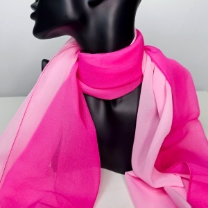 Esarfa satinata de dama, in cutie eleganta, Roz fucsia, 163x50 cm - Img 5