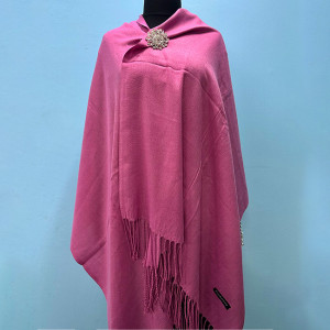 Esarfa tip sal Belladona, din material subtire, cu franjuri si emblema, Lila, 180x65 cm 2