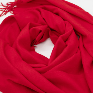 Esarfa tip sal, din material gros cu casmir, manusi asortate si ambalate in cutie cadou, Rosu, 180x75 cm - Img 5