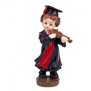Figurina din rasina, absolvent cu vioara, 16 cm, negru-rosu