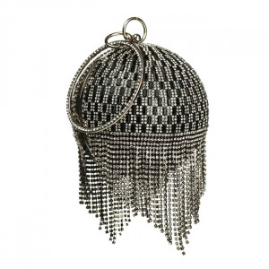 Geanta de ocazie, Shining Sphere, cristale, aspect geometric si laturi metalice, Negru 1