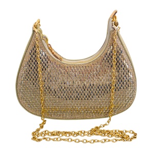 Geanta de seara FIZ HOBO, cu strass si toarta detasabila, AURIU - Img 6