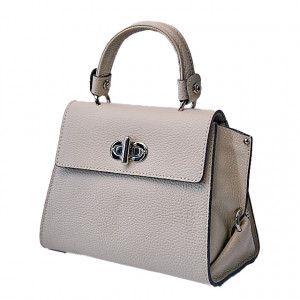 Geanta eleganta, PoshPurse, din piele naturala, de tip business si inchidere laterala, Bej