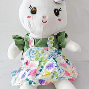 Iepuras de plus Easter Rika, cu rochie si outfit de primavara, inaltime 30 cm, Verde 1