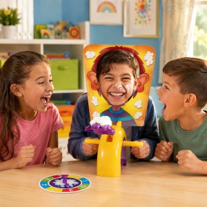 Joc de societate Pie Face, joc amuzant cu frisca pentru copii si familie, 5+ ani - Img 7