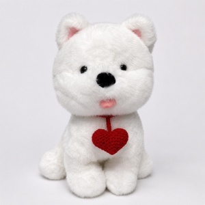 Jucarie de plus Catelus alb cu medalion inima rosie, inaltime 35 cm - Img 5