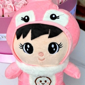 Jucarie de plus pentru copii, Baby Rabbit, Inaltime 37,  Roz detaliu