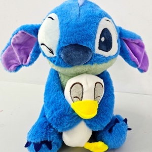 Jucarie de plus Stitch cu ratusca in brate, 25 cm, albastru - Img 2