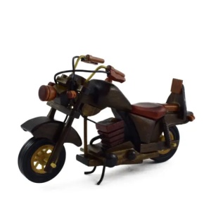 Macheta Harley Motocicleta Retro din lemn, Maro, 26 x4x14cm
