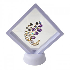 Martisor brosa Pearl Bouquet, cu cristale si perle artizanale, in suport elegant, Mov - Img 5