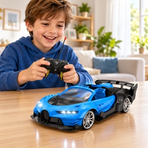 Masina sport cu telecomanda R/C Luxurious Car, scara 1:18, 4 directii, lumini, 27 MHz, albastru-negru, 6+ ani - Img 2