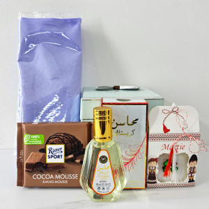 Pachet cadou femei Ritt, martisor, esarfa, ciocolata Ritter, parfum arabesc, in cutie eleganta cu funda 2