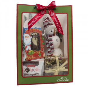 Pachet cadou Merry Christmas, Lumanare decorativa, Heidi Mos Craciun de ciocolata, ornament Om de Zapada si decoratiune cranguta de brad1