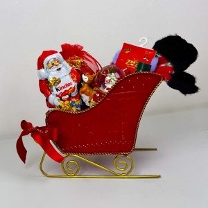 Pachet Christmas Delight, cu sanie decorativa umplută cu bomboane, glob decorativ, sosete tematice, uleiuri parfumate Aroma Land, Mos Craciun Kinder - Img 4