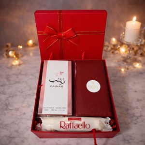 Pachet Epso pentru femei, cu parfum arabesc, Raffaello si portofel, in cutie eleganta