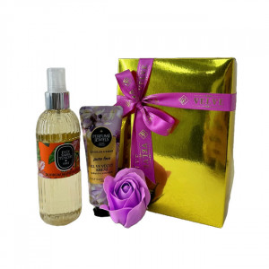 Pachet Eyup, apa de colonie 150ml, crema de maini si de corp 50ml din gama Eyup Sabri-Tuncer si trandafir de sapun, in cutie eleganta, Lila