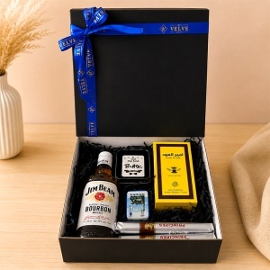 Pachet Gentleman Grandpa pentru "Cel mai bun Bunic", cu whiskey Jim Beam, parfum Ameer Al Oudh, bricheta personalizata si trabucuri Principes - Img 3