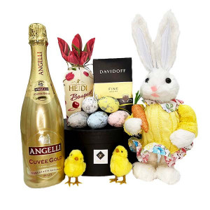 Set Easter, iepuras, doi puisori, Bomboane Heidi, Angeli, 0.75L