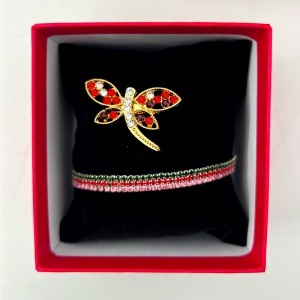 Pachet Martisor 3 seturi premium bratara si brosa libelula, ambalate individual in cutii elegante - Img 6