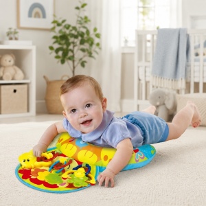 Perna de activitati pentru bebelusi, cu girafa si jucarii interactive, multicolor - Img 3