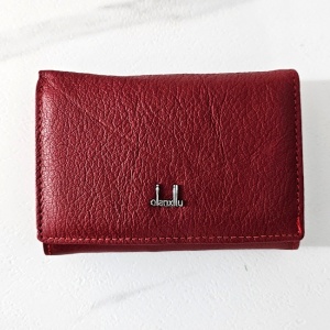 Portofel dama Leather Collections din piele naturala, in cutie orange, 10x13 cm, Rosu - Img 3