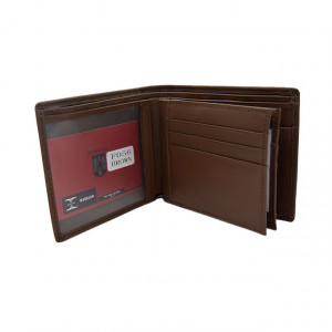 Portofel pentru barbati, Hassionses, piele naturala, maro, 10 x 23 cm