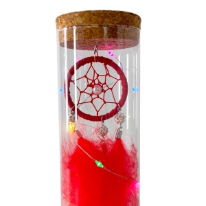 Prinzator de vise in suport din plastic, cu LED, DreamCatcher Rosu