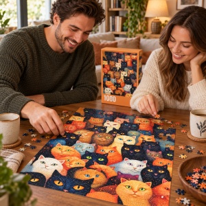 Puzzle cu Pisici colorate, 1000 piese, multicolor - Img 3
