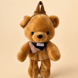 Rucsac jucarie din plus Ursuletul Teddy, cu bretele reglabile, buzunar cu fermoar si bandana, maro ultra-soft - Img 5