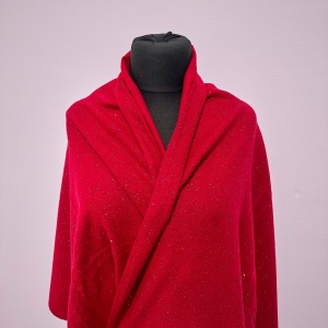 Sal lung tip esarfa Serene Luxe, cu lurex si casmir, Rosu, 200x70 cm - Img 5