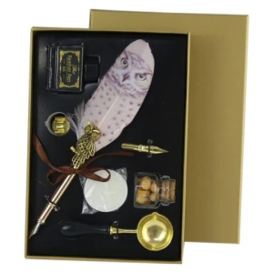Set birotica in cutie aurie Vintage Owl, cu 7 piese, Auriu