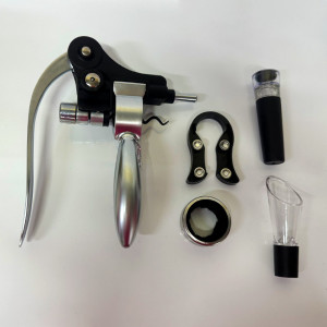 Set cadou pentru barbati VLV, cutie cu 6 accesorii pentru vin, Negru - Img 6