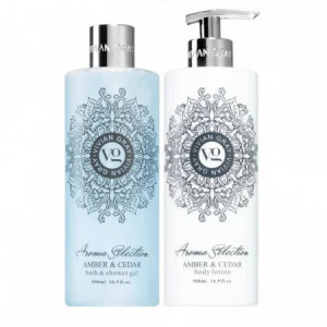 Set cadou Vivian Gray Aroma Selection Amber & Cedar, Unisex, Gel de dus, 500 ml + Lotiune de corp, 500 ml - Img 1