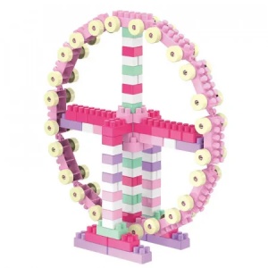 Set constructie copii 320 piese roz Blocks World, jucarie STEM educativa 3+ ani - Img 3