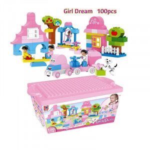 Set constructie copii cu masuta Girl Dream 100 piese, jucarie educativa 3+ ani - Img 4