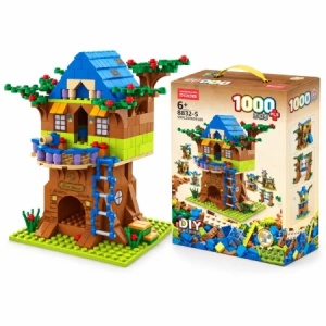 Set de constructie Casuta in copac, 1000 piese, 6 in 1, joc creativ pentru copii, multicolor, 6 ani+ - Img 2