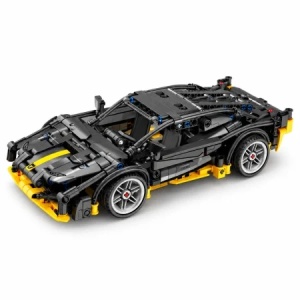 Set de constructie Supercar negru, 589 piese, mecanism pull-back, scara 1:18, 6 ani+