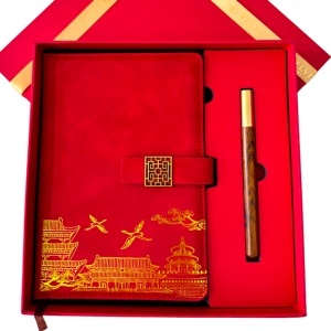 Set Oriental Notebook, cu agenda si pix, in cutie eleganta, Rosu - Img 7