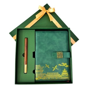 Set Oriental Notebook, cu agenda si pix, in cutie eleganta, Verde - Img 2