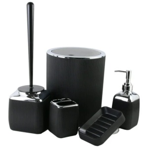 Set pentru baie cu 5 piese, Free Home, Negru