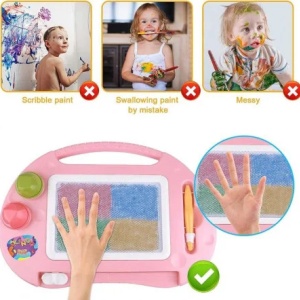 Tabla magnetica pentru copii cu picioare pentru desen si scris, cu stilou si stampile, reutilizabila 2+ ani - Img 4