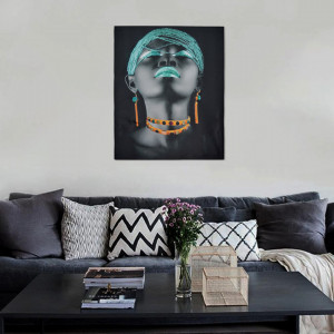 Tablou LED canvas Turquoise Diamonds cu leduri lumini 64 x 45 cm - Img 3